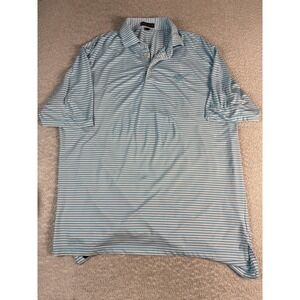 Peter Millar Polo Shirt Mens XL‎ Blue White Striped Summer Comfort Golf Stretch